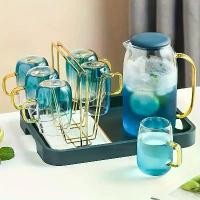 ราคา ชุดเหยือกน้ำ 1 ใบและถ้วย 4 ใบ ความจุ 50.72 ออนซ์ เหยือกน้ำแก้วพร้อมฝาปิดและราง ปล่อยน้ำตู้เย็น ขวดน้ำเย็นหรือร้อน เหยือกน้ำชาเย็น เหยือกแก้วน้ำกาแฟ เหยือกน้ำผลไม้เครื่องดื่มโฮมเม (1732471516844885940)