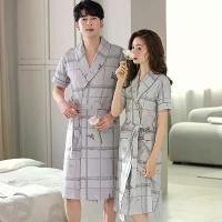 ราคา เสื้อคลุมอาบน้ำผ้าฝ้าย ยาวปานกลาง สไตล์ญี่ปุ่น เสื้อคลุมอาบน้ำคู่รัก ดีไซน์เรียบง่าย สำหรับผู้หญิงและผู้ชาย เสื้อคลุมอาบน้ำฤดูร้อน แขนสั้นบาง เหมาะสำหรับอาบน้ำในตอนเช้า ปี 2025 clothes bar (1732023543