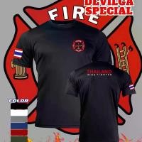 ราคา เสื้อยืดคอกลม นักดับเพลิง FIRE ผ้าไมโครเนื้อผ้าระบายอากาศดีแห้งไว้ ออกกำลังกายทั้งในร่มและกลางแจ้ง ลำลอง (1731787986381278112)