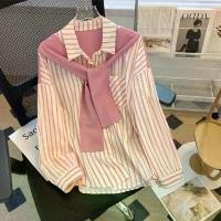 ราคา เสื้อเชิ้ต ปลอม สองชิ้น ผ้าคลุมไหล่ เย็บปะติดปะต่อกัน เสื้อเบลาส์ ลายทาง ทรงหลวม #เสื้อไหมแก้ว #เสื้อไหมแก้วผู้หญิงสวยๆ #ใบเล็ก ฟ้า ฮาวาย เสื้อเบลาส์และเสื้อเชิ้ต #เสื้อ ผู้หญิง (1731254931704481181)