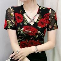 ราคา เสื้อยืดแฟชั่นซัมเมอร์ดีไซน์ตัวอักษร, เสื้อผ้าผู้หญิงรันเวย์, เสื้อยืดตาข่ายเพชรร้อน, เสื้อยืดเปิดไหล่ผู้หญิงเซ็กซี่, เสื้อเบลาส์ (1732133619978044631)