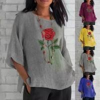 ราคา เสื้อทรงหลวม สำหรับผู้หญิง พิมพ์ลายดอกกุหลาบ สไตล์ฤดูร้อน แขนกระดิ่งหลวม เสื้อยืดลำลอง เสื้อเบลาส์ (1731424990581589898)