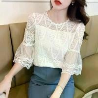 ราคา เสื้อยืดลูกไม้ แฟชั่น ดีไซน์ฤดูร้อน ทำจากผ้าชีฟอง เสื้อเบลาส์ (1732083313672488940)