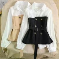 ราคา เสื้อเชิ้ตแขนยาวสำหรับผู้หญิง สไตล์เกาหลี เอวสลิม เสื้อเบลาส์ (1729615297686964888)