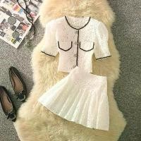 ราคา เสื้อเบลาส์ สไตล์โครเชต์ลูกไม้หนัก สไตล์ชาแนล กระโปรงทรงเอเอวสูง กระโปรงสั้น เซ็ต 2 ชิ้น สำหรับผู้หญิง ใส่หน้าร้อน สไตล์ใหม่ (1732263696453241327)