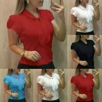 ราคา เสื้อเบลาส์ เสื้อยืด ผ้าชีฟอง แขนสั้น เรียบหรู สำหรับผู้หญิง มีโบว์ ระบายอากาศ ใส่สบาย เหมาะสำหรับสุภาพสตรี (1732105190619448630)