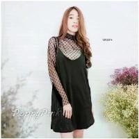 ราคา The Perfect Ladies ชุดจั๊มสูท เอี๊ยมสายเดี่ยวกำมะหยี่ + เสื้อซีทรูจุด ขายร้อน (1731931808962348462)