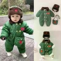 ราคา ชุดจั๊มสูทเด็ก หนาสำหรับฤดูหนาว สำหรับเด็กชายและเด็กหญิง แฟชั่น เสื้อผ้าทหารสีเขียว เสื้อโค้ทขนแกะ รอมเปอร์ แขนยาว ชุดนอนสำหรับเด็ก เสื้อยืดเด็ก poking แขนยาว terno ชุดนอนสำหรับเด็ก (17312715914252471