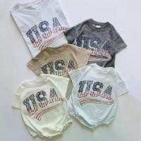ราคา เด็กทารก เสื้อยืด พิมพ์ลายสหรัฐอเมริกา รอมเปอร์ สําหรับทารกแรกเกิด เสื้อสเวตเตอร์ แขนสั้น Bebe Onesie (1732418126544012823)