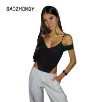 ราคา ผู้หญิง บอดี้สูท ไหล่เย็น สีพื้น แขนสั้น คอวี สามเหลี่ยม รอมเปอร์ เสื้อกล้าม (1732120949302331242)