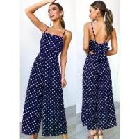 ราคา จั๊มสูทขายาวฤดูร้อน สำหรับผู้หญิง พิมพ์ลายจุด สลิง หลังกลวง มีโบว์ รอมเปอร์ สไตล์จั๊มสูท กางเกงขายาวขากว้าง (1731228783440201273)