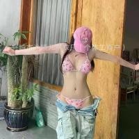 ราคา บิกินี่ ลายสก๊อตเชอร์รี่ พิมพ์ลายหัวใจและสาวเท่ สำหรับผู้หญิง ชุดว่ายน้ำวันหยุดเซ็กซี่ สไตล์บิกินี่ สีชมพู (1732223236514875020)