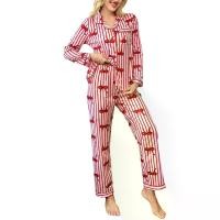 ราคา ชุดนอนลายทาง มีโบว์สำหรับผู้หญิง เสื้อแขนยาวติดกระดุม กางเกงขายาว ชุดนอน 2 ชิ้น (1732205750645327573)