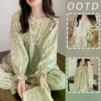 ราคา ชุดนอนสตรี, ลูกไม้, สำหรับบ้าน, ชุดนอนวินเทจลายดอกไม้, ชุดกางเกงแขนยาว, 2 ชิ้น, ฤดูใบไม้ร่วง, นัวเนีย, O-คอ, ชุดนอน (1729908987785939503)