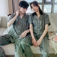 ราคา ชุดนอนผ้าไหมน้ำแข็ง สำหรับผู้ชายและผู้หญิง ชุดแขนสั้น ชุดนอนผ้าไหมซาติน ชุดนอน ชุดนอน ชุดนอนคู่รัก (1732325750922184860)