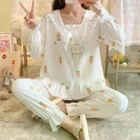 ราคา ชุดนอนสตรี สไตล์หวาน คอวี ชุดนอนลูกไม้ แขนยาว ชุดนอนสตรี สำหรับผู้หญิง ชุดนอน Clothing Lady Women เสื้อผ้า Sleepwear กางเกง (1730623353677842451)