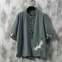 ราคา เสื้อยืดแขนสั้นผ้าลินินสำหรับผู้ชาย ดีไซน์ปักลาย ทรงหลวม เหมาะสำหรับฤดูร้อน พลัสไซส์ กระดุมลง สไตล์ชุดน้ำชา ทำจากผ้าฝ้ายลินินสไตล์จีน เสื้อยืด เสื้อ ทหาร เครื่องแบบ นัก ศึกษา boy ชุด เอเลี่ยน (1731359