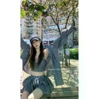 ราคา เสื้อเชิ้ตลายสก๊อตขี้เกียจ พร้อมสายเอี๊ยมและกางเกงขาสั้น สูท 4090 (1732290189460801918)