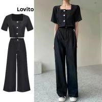ราคา Lovito - ชุดกางเกงผู้หญิง ลำลอง ธรรมดา ตัดกัน ผูกปุ่ม ซิปข้าง มีกระเป๋า ซอฟต์แวร์/กางเกง L59ED099 (เสื้อ/สูท) Celana Hate Ritslting ทุกคน ตัดกัน ตำรวจมากเกินไปสำหรับคน (1729855541357742848)
