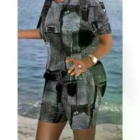 ราคา ชุดทูพีซจับคู่บล็อคสี เสื้อยืดแขนสั้นลำลอง ชุดกางเกงขาสั้นทรงสกินนี่ เสื้อผ้าผู้หญิง เสื้อ สูท แฟชั่น ผู้หญิง (1732174659071673479)