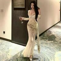 ราคา เสื้อเบลาส์ลูกไม้ย้อนยุคฝรั่งเศส ซีทรู บาน กระโปรงหางปลา สูท สำหรับผู้หญิง (1731922661347068316)