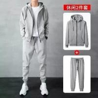 ราคา ผู้ชาย เสื้อกันหนาว สูท ฤดูใบไม้ผลิและฤดูใบไม้ร่วง สไตล์เกาหลี คาร์ดิแกนทรงหลวม มีซิป เสื้อฮู้ดและกางเกง ชุดกีฬาและสันทนาการ 2 ชิ้น Man Clothing (1730851962163923602)