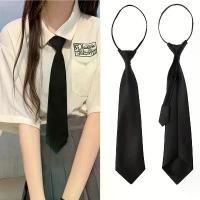 ราคา เนคไทผ้าไหม สีพื้น คอแคบ Unisex นักเรียน ซิปสำเร็จรูป เนคไท JK สีดำ (1731870859739236070)