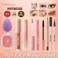 ราคา ชุดแต่งหน้า 7 ชิ้น PINKFLASH ติดทนนาน เรียบเนียน ปกปิดเต็มรูปแบบ แมตต์ คอนซีลเลอร์ ดินสอเขียนคิ้วธรรมชาติ ลิปบาล์มกำมะหยี่สีแดง บลัชออนสีนู้ด รูจ แป้งพัฟสุ่มสี อายไลเนอร์กันน้ำ (1730280702841424296)