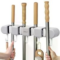 ราคา 【ส่งฟรี】 ชั้นวางไม้ถูพื้นพร้อมตะขอ ชั้นวางของแบบติดผนังสำหรับงานหนัก สำหรับไม้กวาด เครื่องมือทำสวน เครื่องครัว ที่แขวนไม้ถูพื้นในห้องน้ำ ชั้นวางอุปกรณ์ทำความสะอาดบ้าน ตะขอแบบไม่มีรอยกาวในตัว (17320966