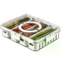 ราคา กล่องปรุงรสแบบพกพา, 4 แยก, วัสดุพลาสติก, มีหูหิ้ว, ภาชนะ Charcuterie, กันฝุ่น, เก็บสด, กล่องใส, เหมาะสำหรับห้องครัวและปิกนิก (1731761750276801920)