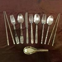 ราคา (ส่งฟรี)ช้อนส้อมทองเหลือง (ราคาต่อชิ้น) ทองเหลือง แท้100% ช้อน ช้อนส้อม ช้อนกลาง ตะเกียบ มีด (1732631332577380297)