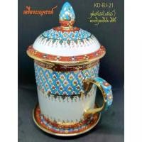 ราคา ชุดแก้วมัค เบญจรงค์ (แก้วน้ำ) ลายพิกุล ครึ่งใบสีฟ้า (1730263154817731262)