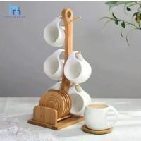 ราคา ชุดแก้วกาแฟพร้อมที่รองแก้ว และแท่นเก็บไม้ แก้วเซรามิค ถ้วยกาแฟ ถ้วยน้ำชา แก้วน้ำ แก้ว (1729659785882273945)