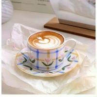 ราคา แก้วเซรามิก แก้วกาแฟ ชุดแก้ว จานเซรามิกดอกไม้ สไตล์ จานดอกไม้ จานขนม สำหรับใส่กาแฟ ตกแต่งร้าน ลายทิวลิป พร้อมส่ง！！！ มีบริการเก็บปลายทาง (1732179880216200624)