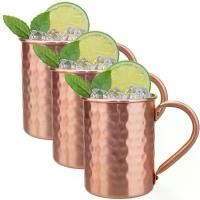 ราคา ถ้วยทองแดง ชุด 3 ชิ้น ถ้วยมอสโก Mule PURE รูปถ้วยค็อกเทล ความจุ 400ml ทำจากทองแดงแท้ เหมาะสำหรับเบียร์ นม Drinkware (1732111035853933552)