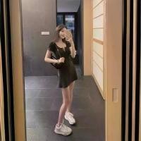 ราคา วินเทจ ฝรั่งเศส สีดำ คอเหลี่ยม แขนสั้น สไตล์ซัมเมอร์ หวาน สาวฮอต เทป สวย ๆ ปาร์ตี้ afterparty เสือ ผ้า คน อ้วน ให้ นม เดรส เจ้าหญิง ชุด แฟชั่น มินิเดรส (1731498794007430840)