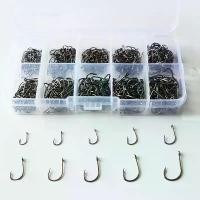 ราคา เบ็ดตกปลา ชุด 500 ชิ้น ทำจากเหล็กกล้าคาร์บอน ตะขอสีดำ ขนาดผสม มีกล่องขายปลีก ตะขอเบ็ดจิ๊กหนาม อุปกรณ์ตกปลา (1732440365961741575)