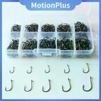 ราคา เบ็ดตกปลา ชุด 500 ชิ้น ทำจากเหล็กกล้าคาร์บอน ตะขอสีดำ ขนาดผสม มีกล่องขายปลีก ตะขอเบ็ดจิ๊กหนาม อุปกรณ์ตกปลา (1732636172693701954)