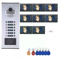ราคา กริ่งประตูอพาร์ทเมนท์ 8 ยูนิต, จอ LCD ขนาด 7 นิ้ว, กริ่งประตู RFID แบบมีสาย, กริ่งประตูหลายครอบครัว, ระบบอินเตอร์คอมวิดีโอ, การควบคุมจอภาพ, การปลดล็อค, เสียง 2 ทาง, เหมาะสำหรับบ้านและอพาร์ทเมนท์, 1 กร