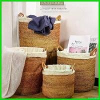 ราคา hyperpshop แบบพกพา ตะกร้าหวายสานใส่ผ้า งานหวายใส่ผ้า เส้นทึบ งานฝีมือ มี3ขนาด เป็นของขวัญ ของฝาก (1730740759466641610)