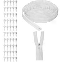 ราคา ชุดซิปม้วนไนลอนสีขาว #5 51 ชิ้น ยาว 50 หลา กว้าง 1.3 นิ้ว พร้อมตัวเลื่อนโลหะ 50 ตัว เหมาะสำหรับเย็บผ้า งานฝีมือ และอุปกรณ์ศิลปะ ซ่อมซิปเสื้อผ้า รวมชุดซ่อมซิป (1731540053614036072)