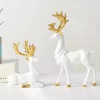 ราคา รูปปั้นเรซิ่นกวางเอลค์ งานฝีมือ ชุด 2 ชิ้น เหมาะสำหรับตกแต่งบ้าน ตู้ไวน์และสำนักงาน เครื่องประดับสัตว์ (1731522939812218393)