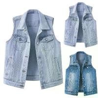 ราคา เสื้อกั๊กยีนส์แขนกุด, แฟชั่นวินเทจ, กระดุมลง, ปกด้อย, เสื้อกั๊กยีนส์, ขาว, แจ็คเก็ตสตรีทลำลอง, สำหรับผู้หญิง (1731942339372025169)