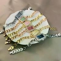 ราคา นาฬิกาผู้หญิง แฟชั่นใหม่ แฟชั่นวินเทจ สีสันสดใส สง่างาม นาฬิกาสร้อยข้อมือ ทรงสี่เหลี่ยม นาฬิกา (1732227291136755009)