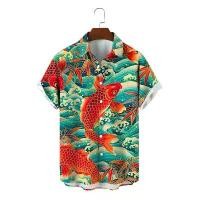 ราคา เสื้อฮาวายผู้ชาย แฟชั่นวินเทจ พิมพ์ลายปลาคราฟ ลำลอง ระบายอากาศ แขนสั้น (1731432275727058650)