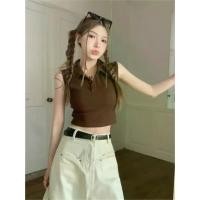 ราคา เสื้อกั๊ก แขนกุด ปาดไหล่ คอปกโปโล แฟชั่นวินเทจ สำหรับผู้หญิง ฤดูร้อน มาใหม่ ทรงสลิมฟิต เสื้อครอปสั้น เสื้อเอนกประสงค์ (1731889269275920182)