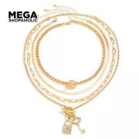 ราคา สร้อยคอกุญแจล็อคเพชร, Mega Shopaholic, หรูหราราคาไม่แพง, แฟชั่นวินเทจ, ทำจากโลหะ, โซ่กระดูกงูไม่ซีดจาง สร้อย สร้อย สาม สร้อย คอ ผู้หญิง ลาย สี่ เสา สร้อย คอ สวยๆ สร้อย คอ (1732239301073668888)