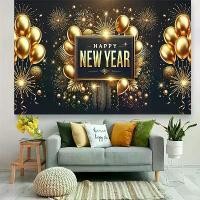 ราคา ป้ายฉากหลังปีใหม่ ขนาดใหญ่พิเศษ 8x6 ฟุต สีทองและสีดำ หรูหรา พร้อมข้อความสวัสดีปีใหม่ ลูกโป่ง และคัตเอาท์ลูกปา ไม่จำเป็นต้องใช้ไฟฟ้า ยืนด้วยตนเอง เหมาะสำหรับงานอีเวนต์ในร่ม/กลางแจ้ง คริสต์มาส 1 ชิ้น (1