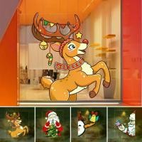 ราคา สติ๊กเกอร์ติดหน้าต่างคริสต์มาส, ไม่จำเป็นต้องใช้กาว, ใส, พิมพ์ลายซานต้า, มนุษย์หิมะและกวางเอลค์, ความเหนียวแบบคงที่, กันลื่น, ใช้ซ้ำได้, ตกแต่งกระจกหน้าต่างป้องกันการลื่นไถลเทศกาล (1731823299338406406