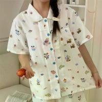 ราคา ชุดเสื้อผ้าที่บ้าน, ฤดูร้อนใหม่, สไตล์สดขนาดเล็ก, ชุดแขนสั้นกางเกงขาสั้น, ผ้าฝ้ายแท้, ผ้ากอซสองชั้น, เหมาะสำหรับสวมใส่ในบ้าน ช ุ ด น อ น โ ด เ ร ม ่ อ น เสื้อ กล้าม ผู้ หญิง ใส่ นอน สบาย ๆ ชุด นอน เตย